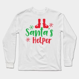 Santa's Helper, Elf Shoes, Snowflakes, Christmas Long Sleeve T-Shirt